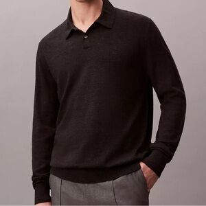 Calvin Klein Men's Black Polo Sweater - never used 60% Cotton